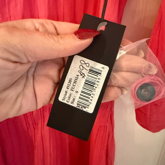 LIV by Habitat Women's Hot Pink Asymmetrical Blouse - Picture 4 of 6